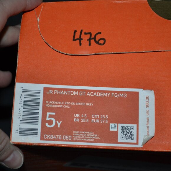 Nike Jr Phantom Gt Academy Chili Red Smokey Grey Cleats Shoes Size 5Y - Picture 2 of 8